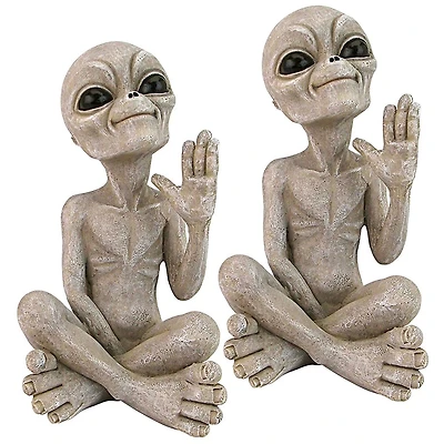 Design Toscano 8.5" Greetings Earthlings UFO Alien Statues, 2ct.