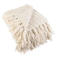 Chenille Luxury Tassel Throw Cream"