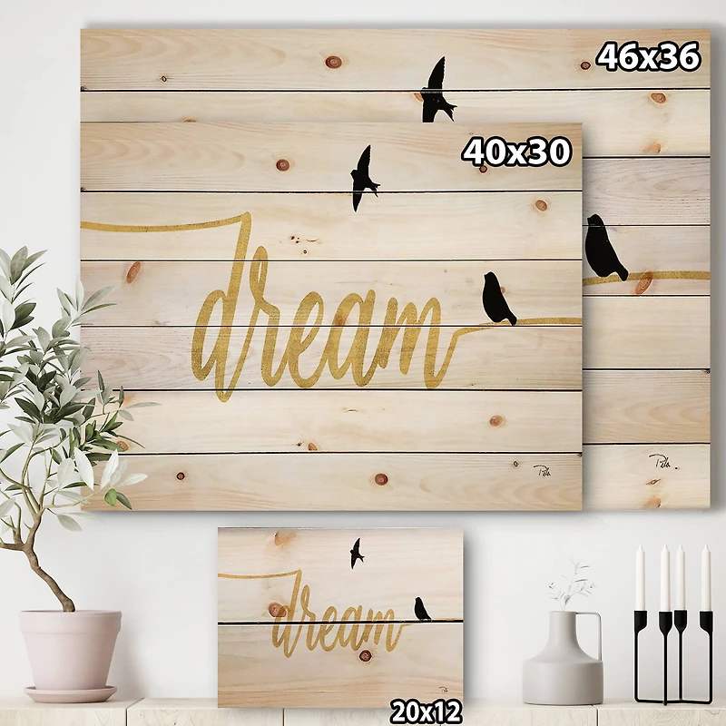 Designart - Family of Birds on Gold Words II