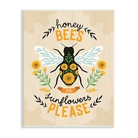 Stupell Industries Honey Bees Sunflowers Please Spring Garden Floral Phrase Wall Plaque