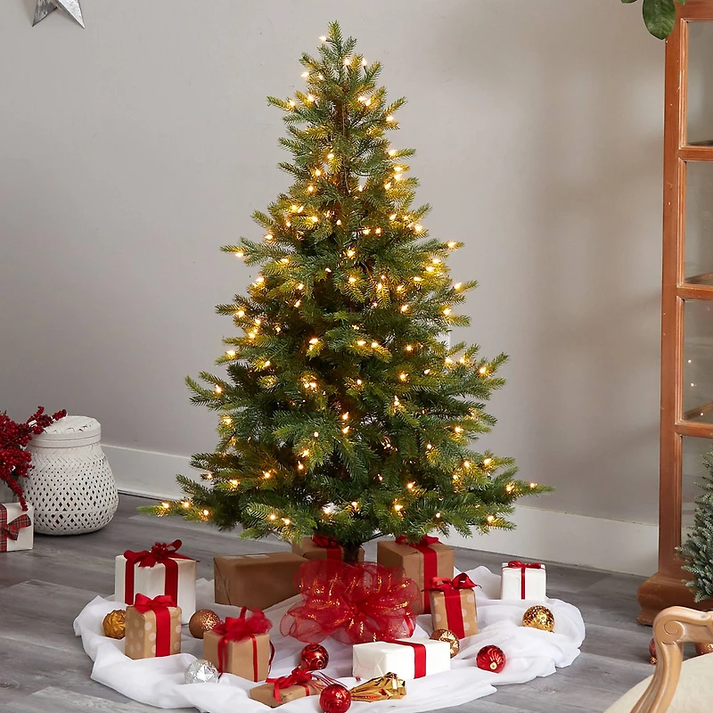 5ft. Pre-Lit North Carolina Spruce Artificial Christmas Tree, Clear Lights