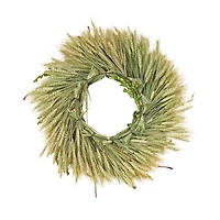 22'' Wheat and Straw Flowers Spring Wreath