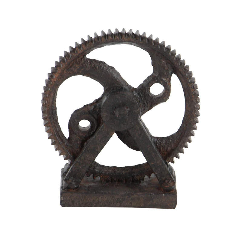 9" Brown Polystone Industrial Abstract Sculpture