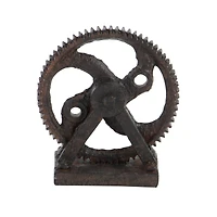 9" Brown Polystone Industrial Abstract Sculpture