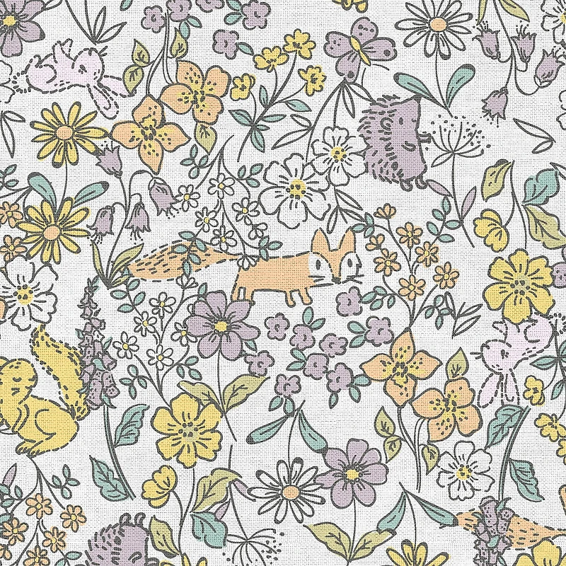 Fabric Editions White Peekaboo Cuties Cotton Fabric