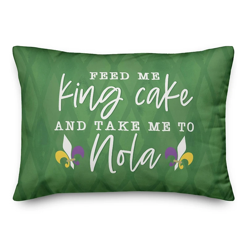 Feed Me King Cake Mardi Gras Throw Pillow