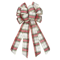 20.5" Green & Natural Plaid Tree Bow by Celebrate It®