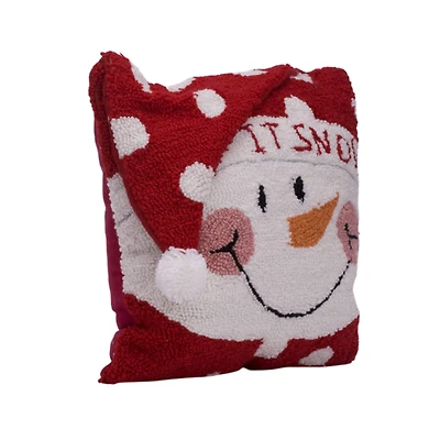Glitzhome® 14" Hooked 3D Snowman Pillow 