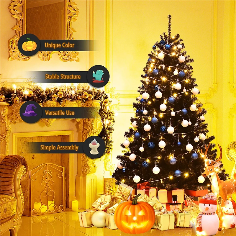 6ft. Unlit Black Artificial Christmas Tree