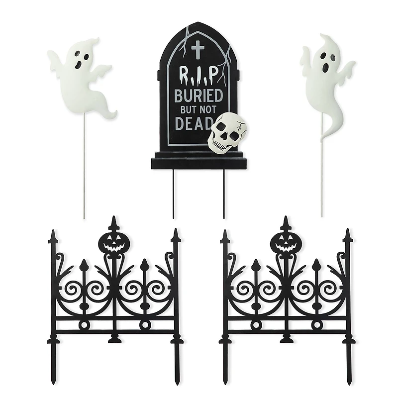 Glitzhome® 24" 5-Piece Halloween Metal Graveyard Yard Stake Set