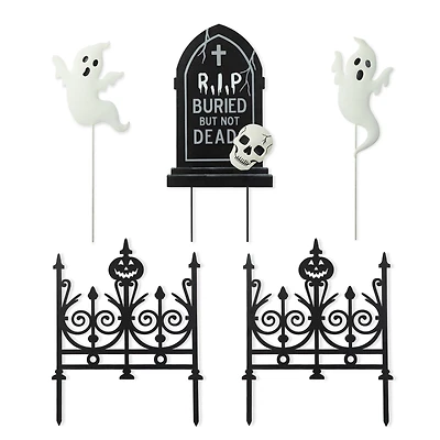 Glitzhome® 24" 5-Piece Halloween Metal Graveyard Yard Stake Set