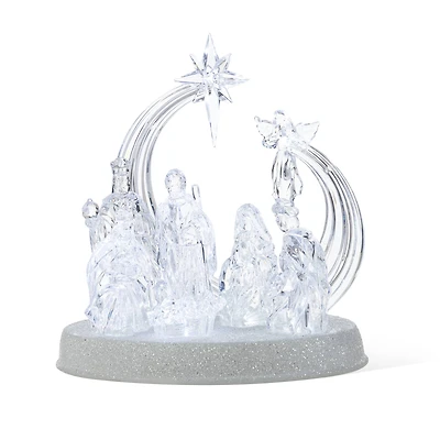 Glitzhome® 9" Christmas Lighted Acrylic Tabletop Nativity Scene Figurine