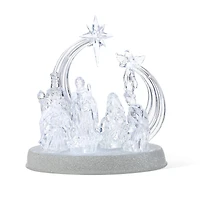Glitzhome® 9" Christmas Lighted Acrylic Tabletop Nativity Scene Figurine