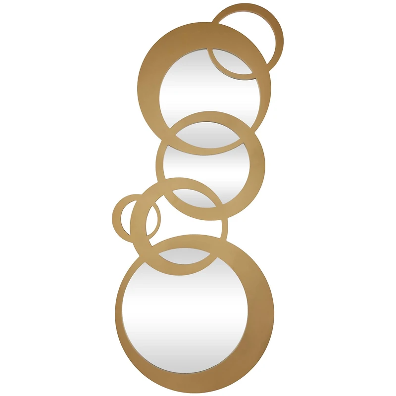 Gold Wood Circles Geometric Wall Mirror 56" x 1" x 23"