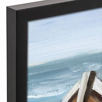 Single Boat Black Framed Canvas Wall Art