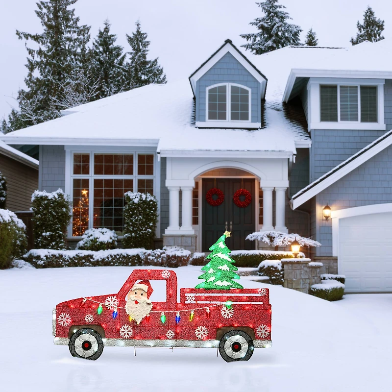27'' Pre-Lit Santa in Red Truck Decoration