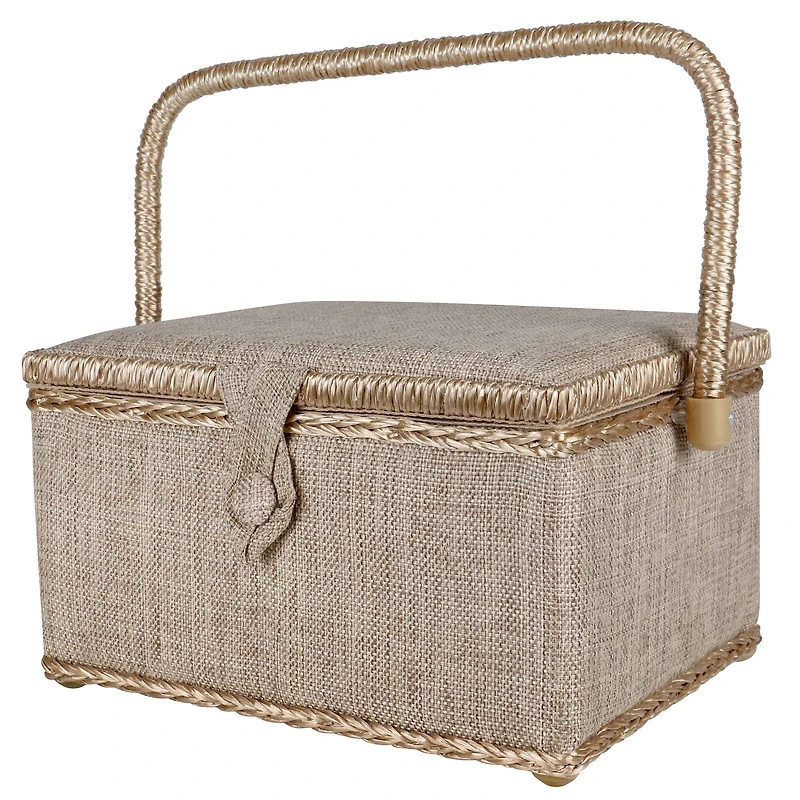 SINGER® Linen Fabric Large Sewing Basket