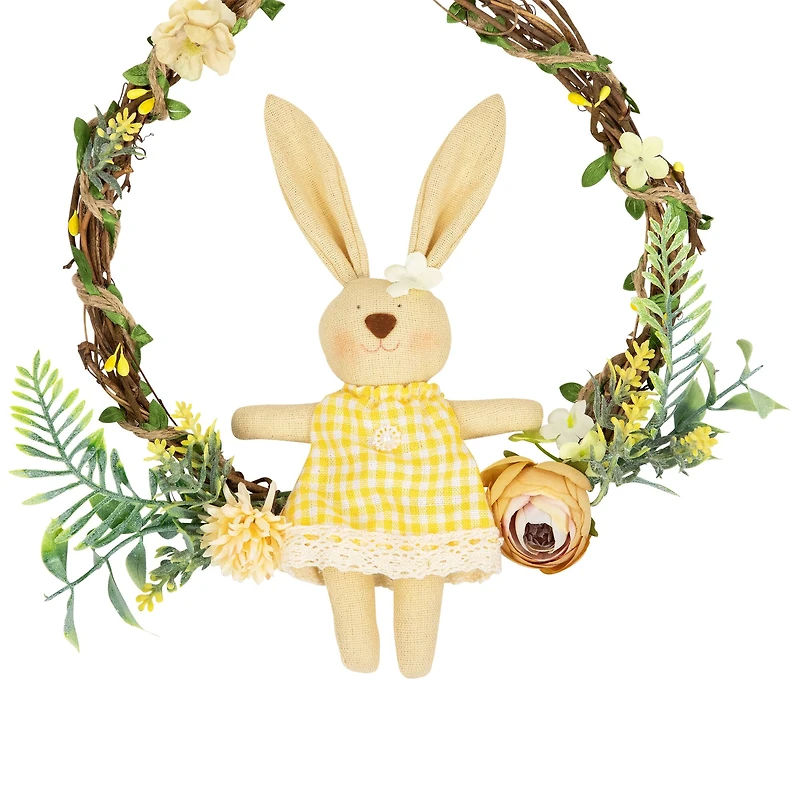 10" Bunny with Flowers Artificial Easter Twig Wreath