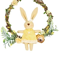 10" Bunny with Flowers Artificial Easter Twig Wreath