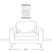 Wash Brush Floss Flush 12" x 16" Teak Hanging Canvas
