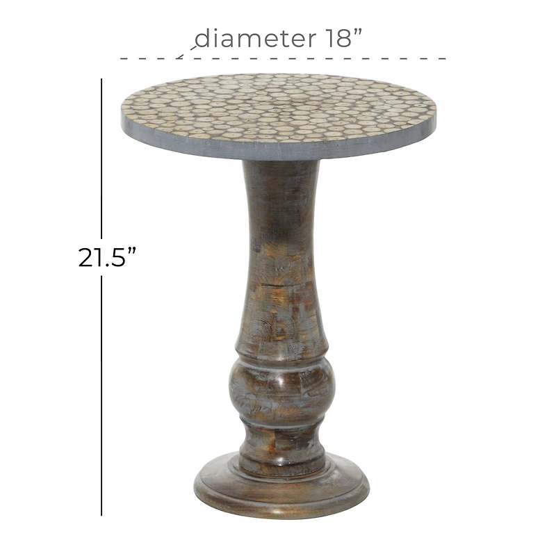 18" Gray Rustic Mango Wood Accent Table