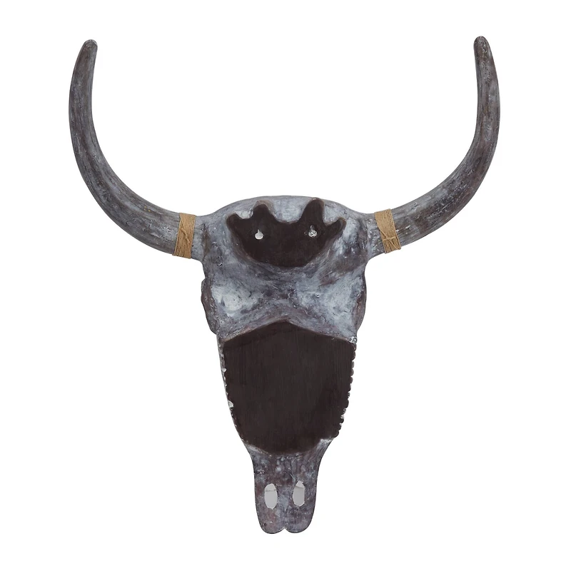 Grey Resin Bohemian Skull Wall Decor 5" x 20" x 23"