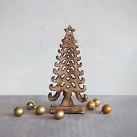 Hello Honey® 12.5" Burnt Finish Hand-Carved Mango Wood Tree