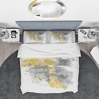 Designart 'Moving In and Out of Traffic II Yellow Grey' Geometric Bedding Set