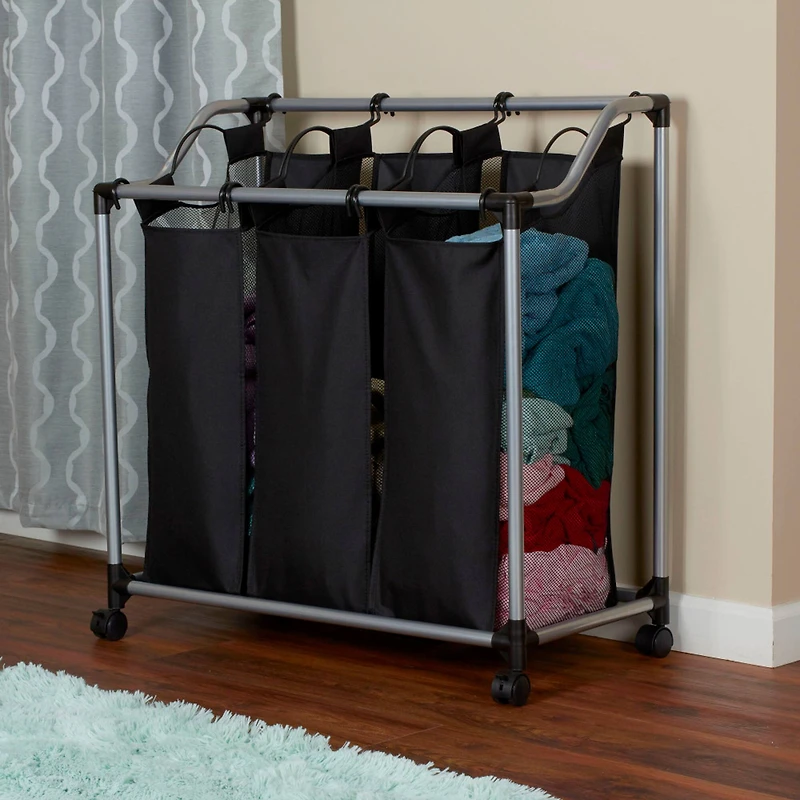 Household Essentials Rolling Mesh Triple Laundry Sorter
