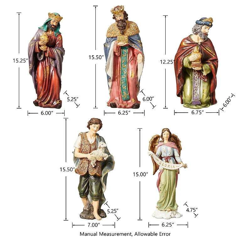 Glitzhome® 16" Oversized Nativity Figurine Set