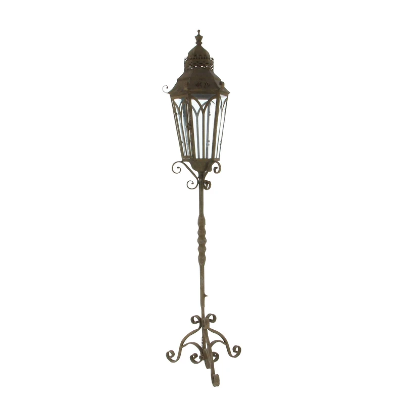 4.5ft. Brown Iron Rustic Candle Holder Lantern