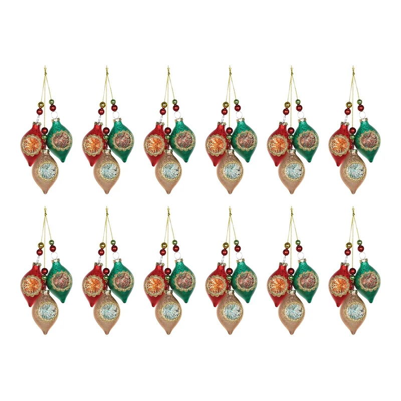 12ct. 10.5" Glass Reflector Ornament Drop Set