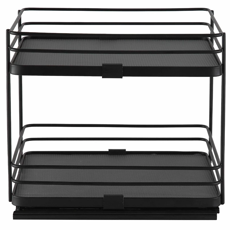 Organize It All Matte Black 2-Tier Slide Out Shelf Organizer