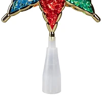 8" Pre-Lit Red and Green Crystal 8-Point Star Christmas Tree Topper - Clear Lights