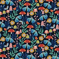 Fabric Editions Navy Mushroom Garden Cotton Fabric