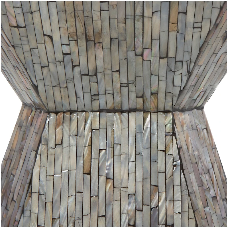 20" Gray Mother of Pearl Hourglass Accent Table