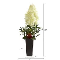 3ft. Peegee Hydrangea and Succulent Artificial Arrangement in Black Vase