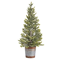 2ft. Pre-Lit Pine Artificial Christmas Tree in Rustic Metal Planter, Warm White Lights