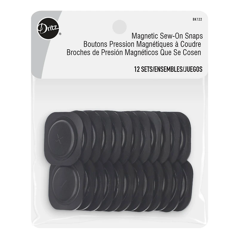 Dritz® Black Square Sew-On Magnetic Snaps, 1.12"