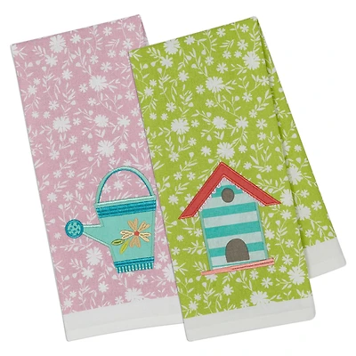 DII® Watering Can Embellished Dishtowels, 2ct.