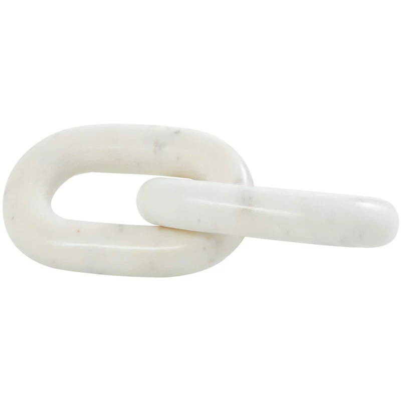 9" Marble Geometric 2 Link Chain Sculpture Décor
