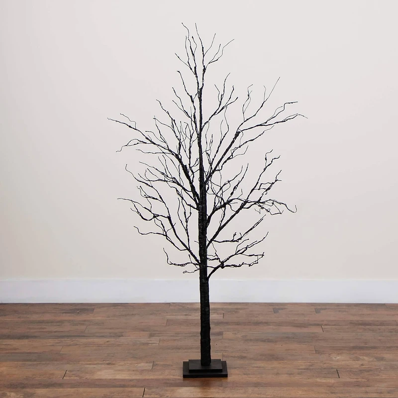 5ft. Pre-Lit Halloween Black Twig Artificial Tree with 240 Orange & Purple LED Lights