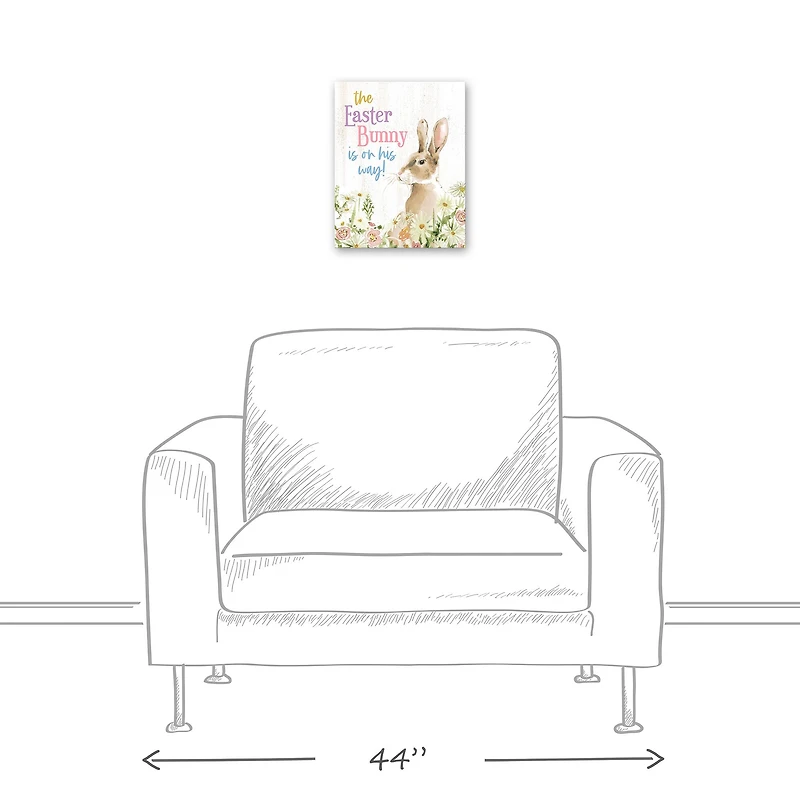 Easter Bunny On His Way 11" x 14" Canvas Wall Art