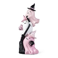 Glitzhome® 13"H Pink Halloween Polyresin Stacked Ghost Table Decor
