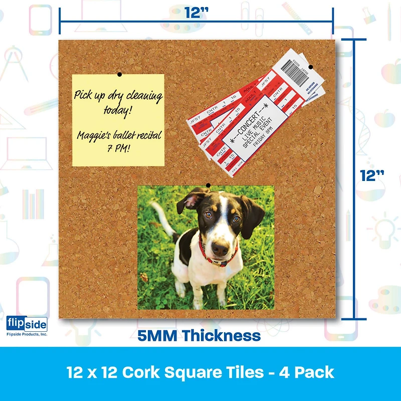 Flipside Products 12" x 12" Natural Cork Tile Pack, 2ct.