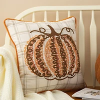Glitzhome® 18" Fall Embroidered Pumpkin Pillow Cover