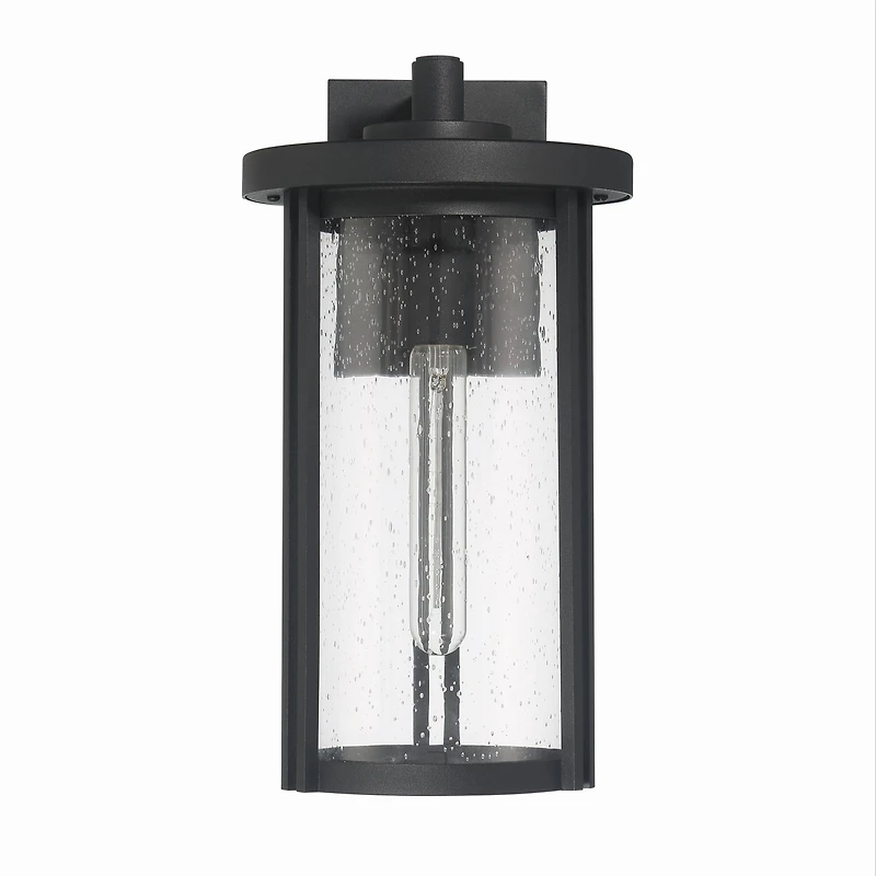 Hello Honey® Maude Matte Black Modern Cylindrical Metal & Glass Wall Mounted Outdoor Wall Light