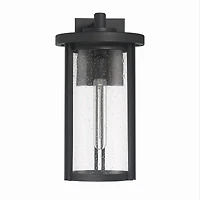 Hello Honey® Maude Matte Black Modern Cylindrical Metal & Glass Wall Mounted Outdoor Wall Light