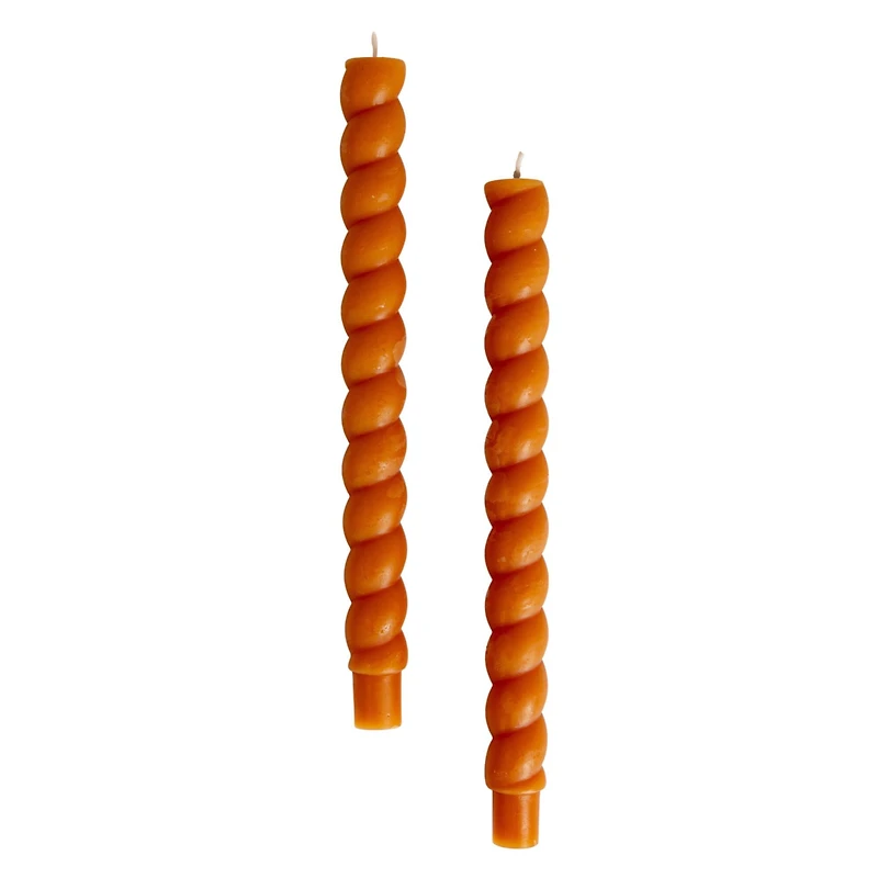 Hello Honey® 10" Camel Brown Unscented Twisted Taper Candles, 2ct.