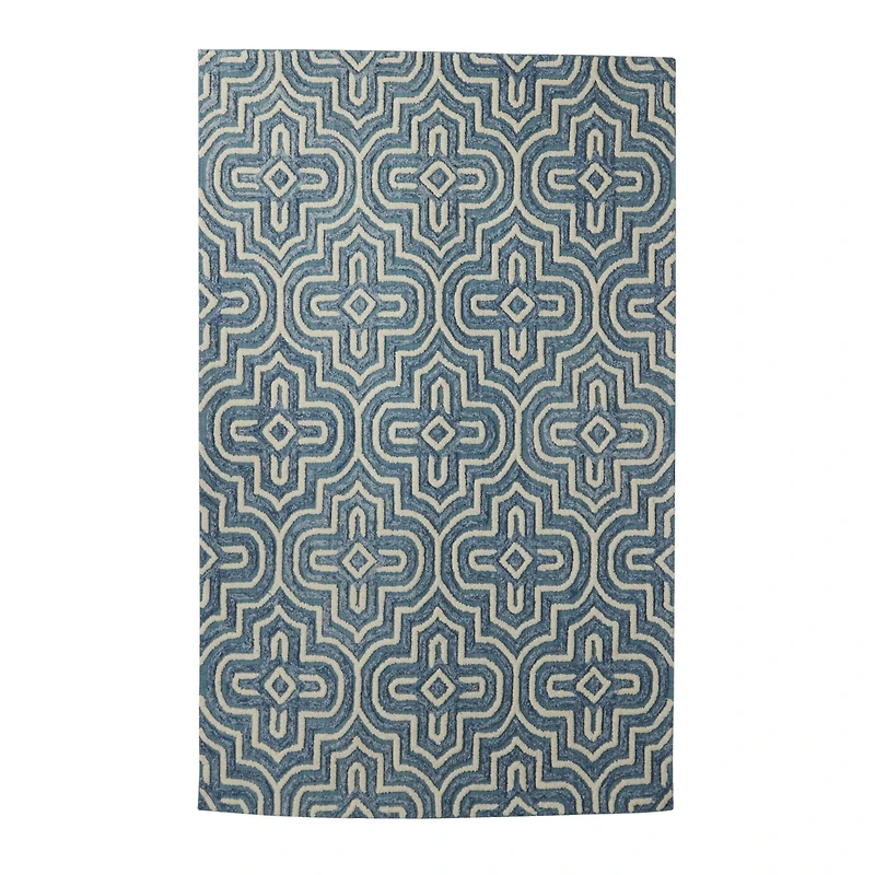 Blue Wool Modern Area Rug 5ft. x 8ft.